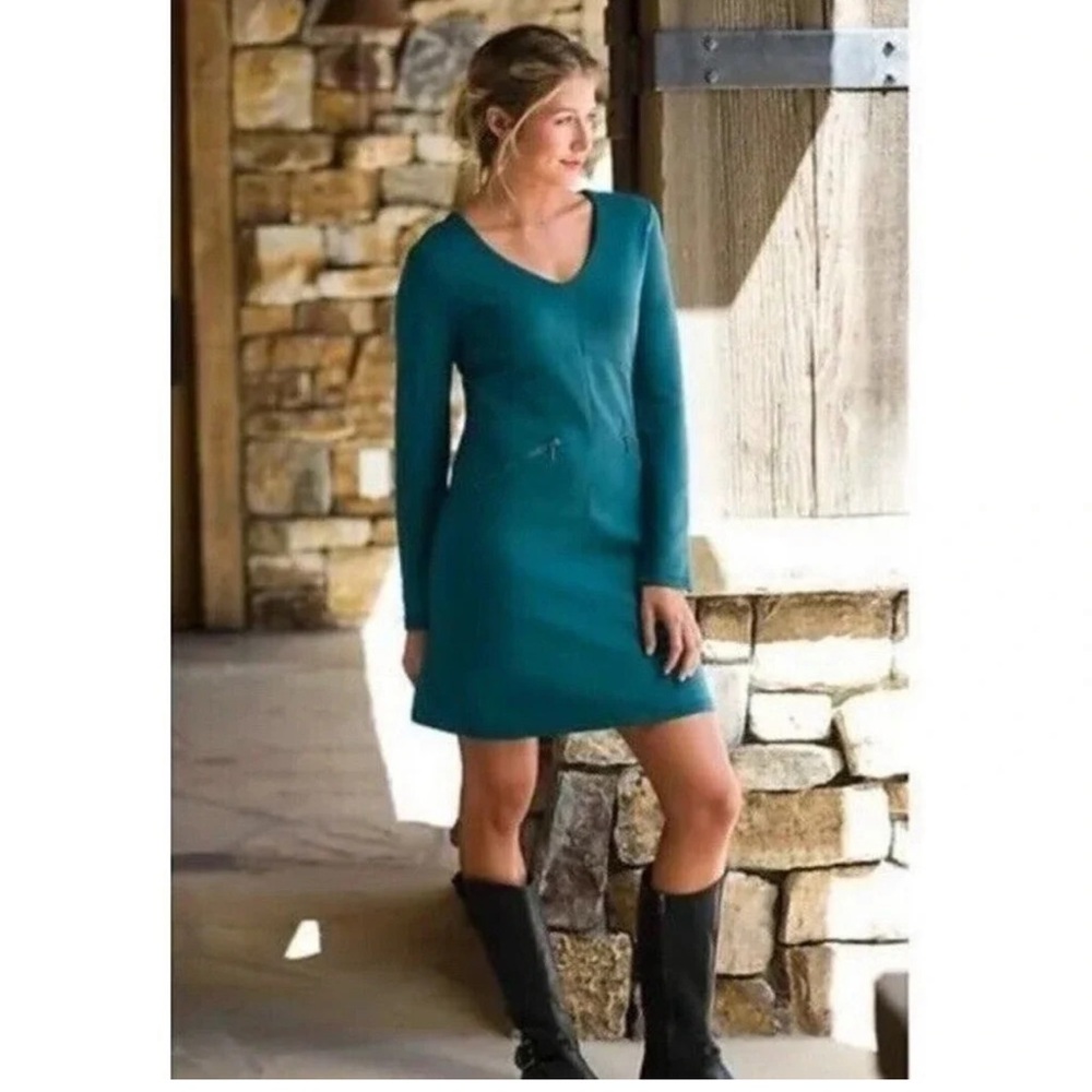 NEW ATHLETA Celebration v Neck Teal Zip Pocket dress women sizeMedium